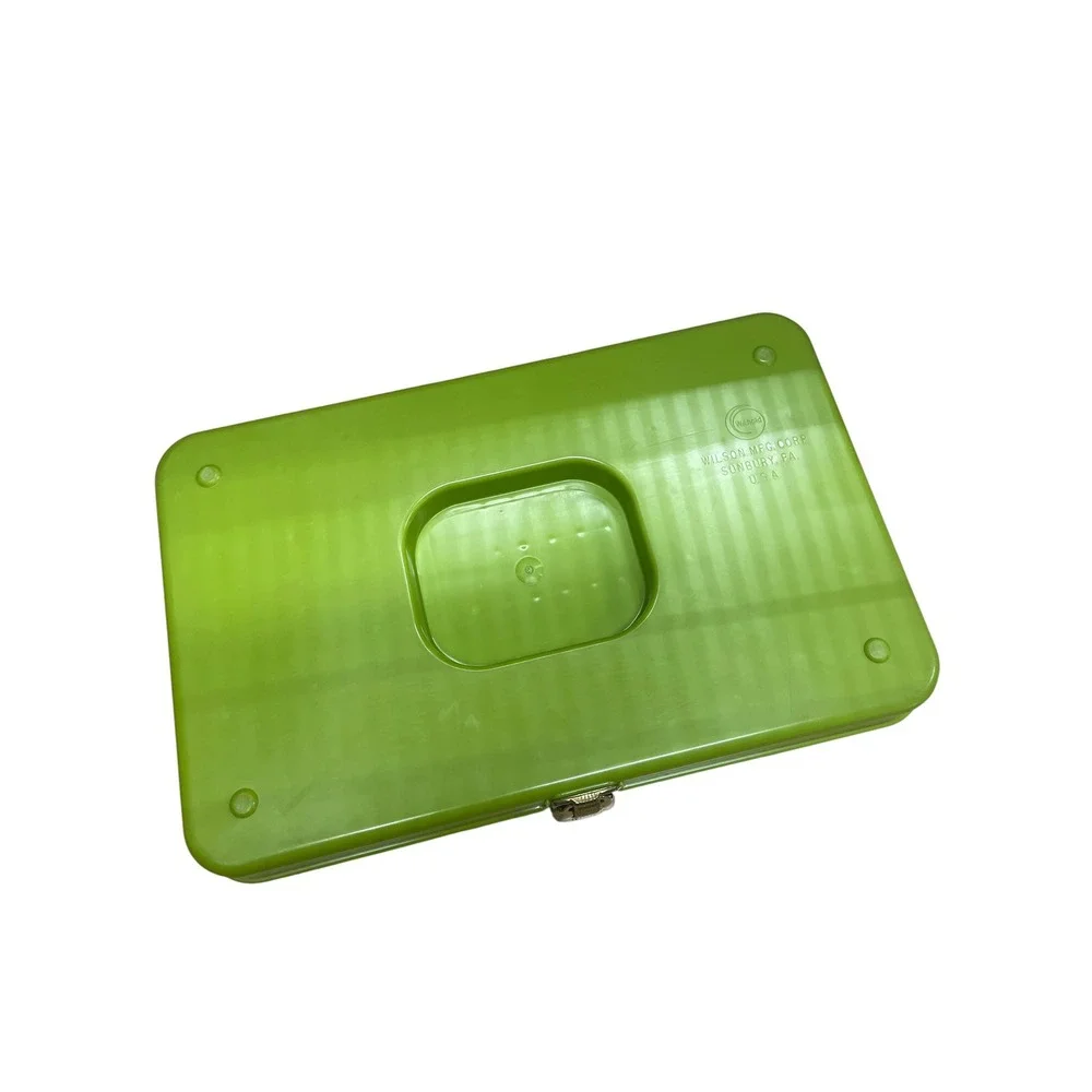 Wil-Hold Sewing Caddy Green Vintage Spool Bobbin Box USA Made 13x8x2